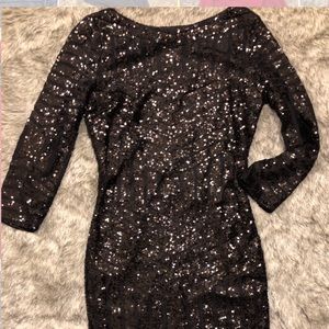NWT Stunning Sequined Backless Black Dress